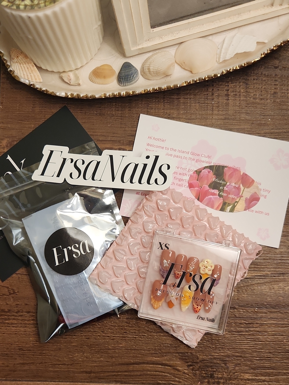 Pink and Brown Press-On Nail Set NWT